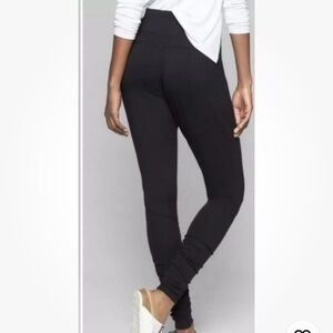 Athleta Black Restore Ruched Ankle Leggings Yoga Ballet Stretch Pull on Size XS